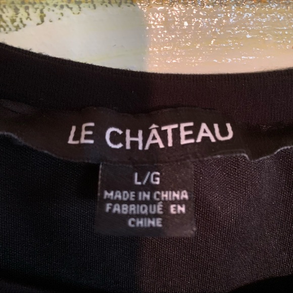 Black fitted ruched dress. LE CHATEAU - Picture 6 of 7